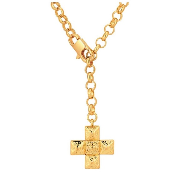 Luv Aj Gold Molten Cross Pendant Necklace - Picture 1 of 2
